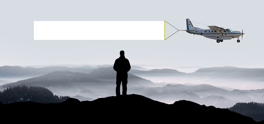a banner on a plane