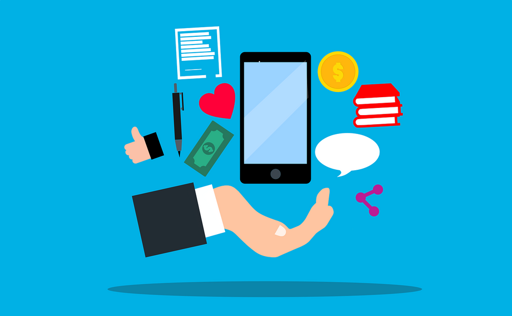 a cartoon graphic of phone
